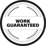 Black and white round logo: 